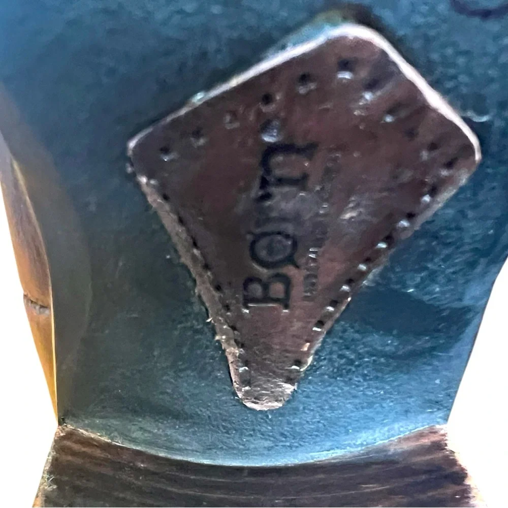 Born Brown Leather Boots with Block Heel 7.5 size stretch calf excellent condit - Picture 11 of 12